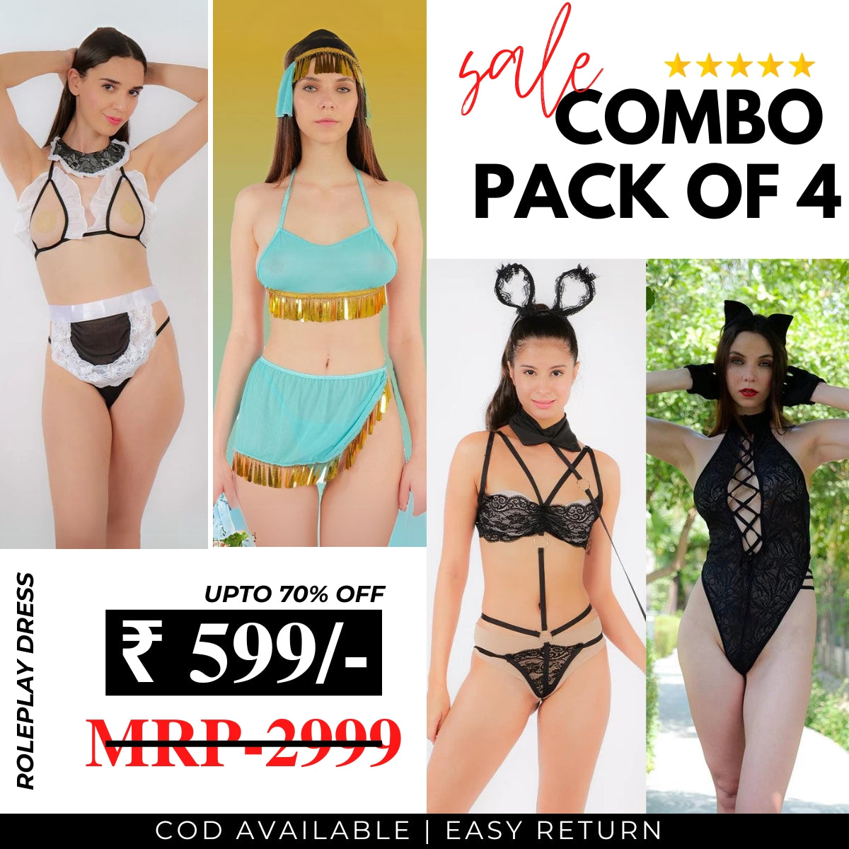 Pack of 4 Roleplay Dresses – Unleash Your Imagination! 🌟|R-04