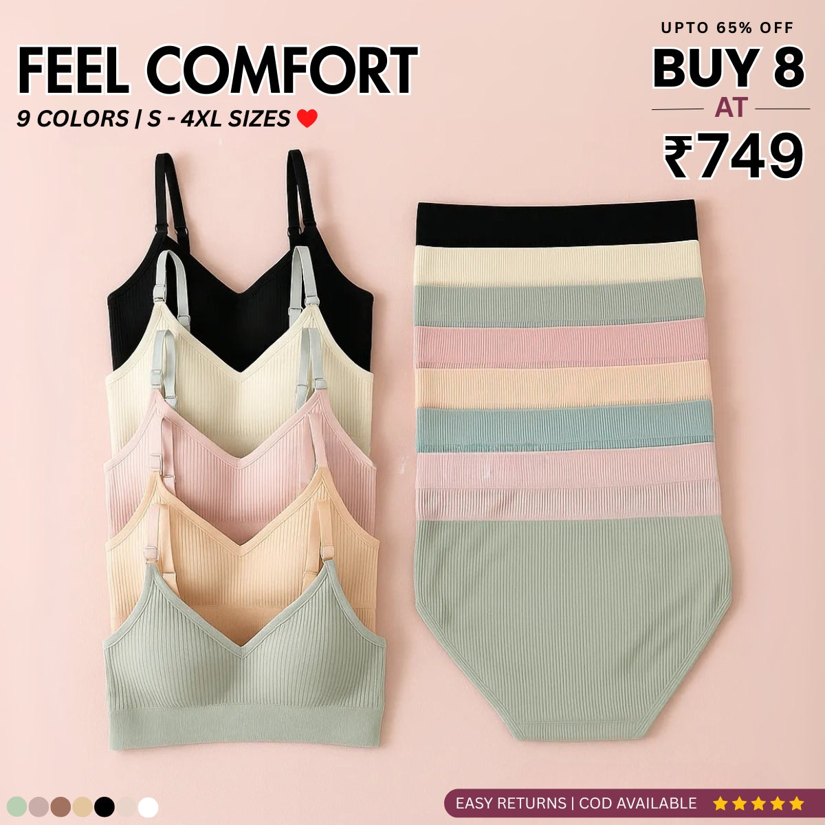 8-Piece Lingerie Combo – Feel Fabulous Every Day | BP-056