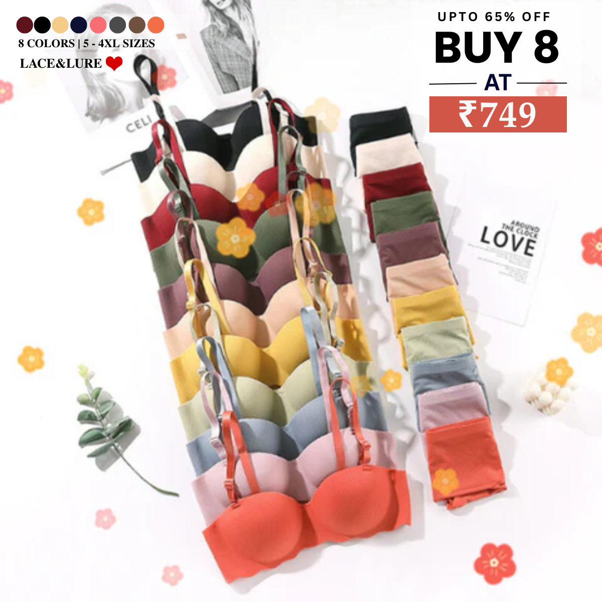 (Pack of 8 )Soft Touch – Cotton Comfort Lingerie Pack| Stylish, Comfortable & Affordable | LP-03