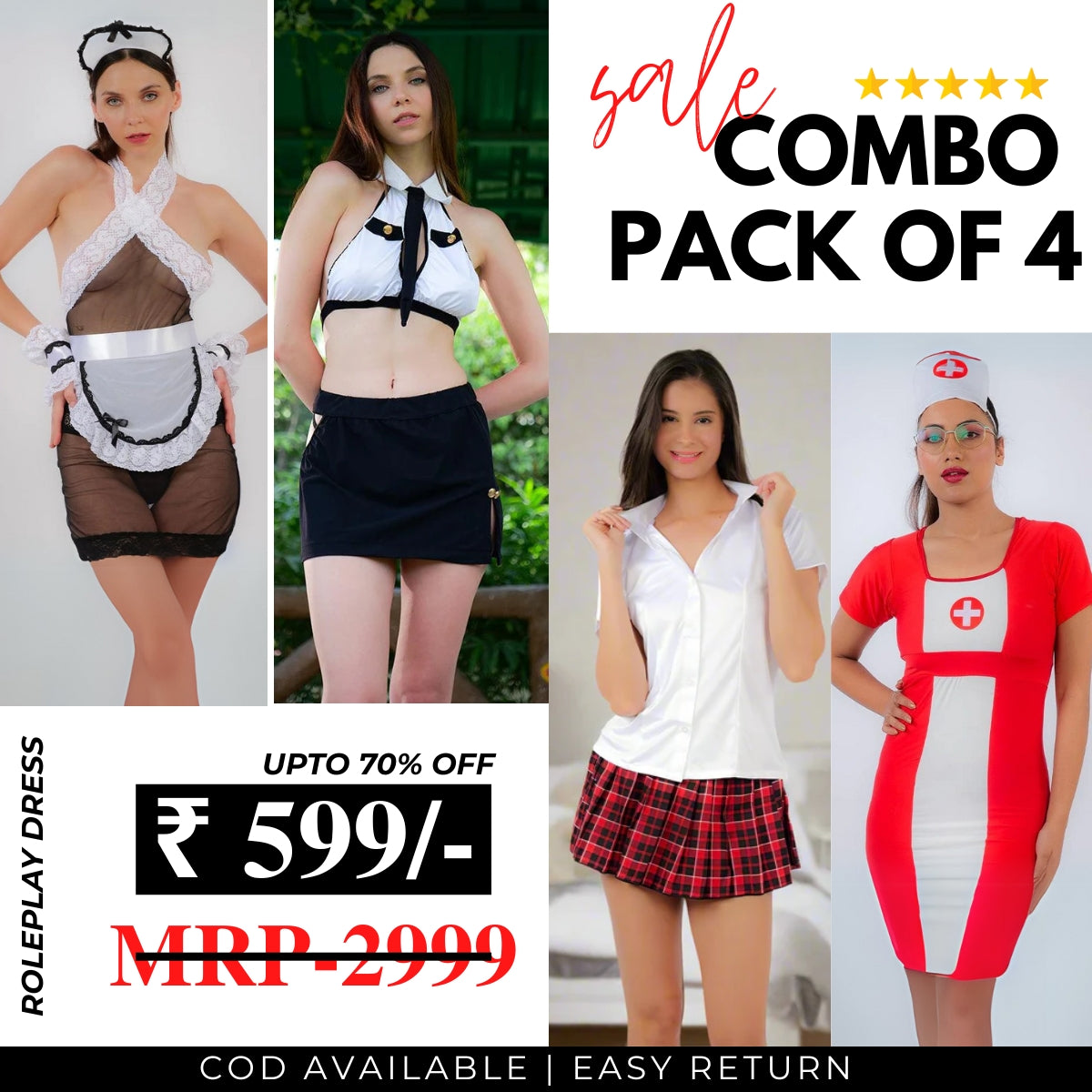 Pack of 4 Roleplay Dresses – Unleash Your Imagination! 🌟|R-08