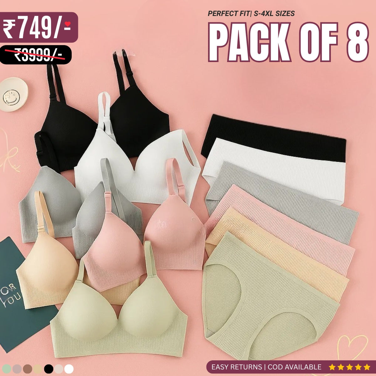 8-Piece Lingerie Combo – Feel Fabulous Every Day | BP-054