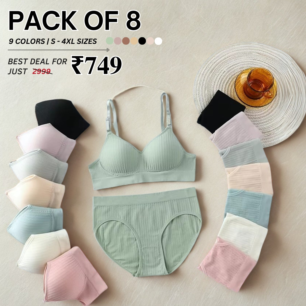 8-Piece Lingerie Combo – Feel Fabulous Every Day | BP-056