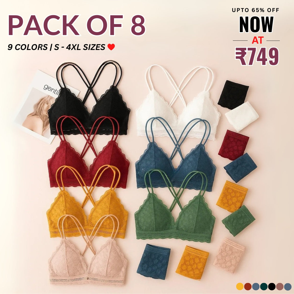 8-Piece Lingerie Combo – Feel Fabulous Every Day | BP-057