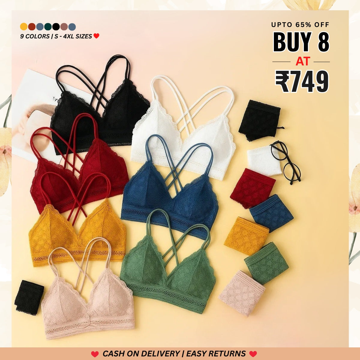 8-Piece Lingerie Combo – Feel Fabulous Every Day | BP-057