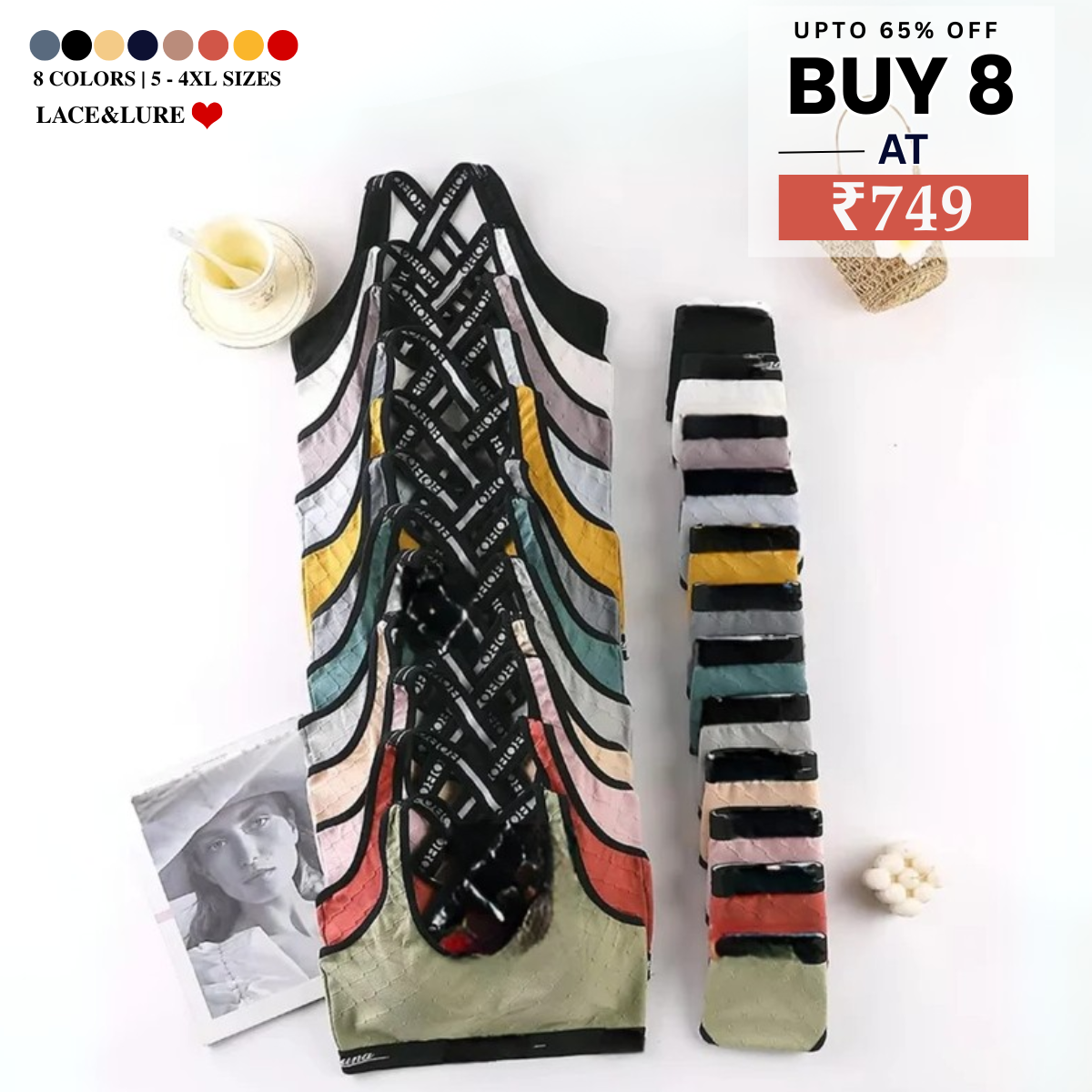 (Pack of 8 )Soft Touch – Cotton Comfort Lingerie Pack| Stylish, Comfortable & Affordable | LP-01