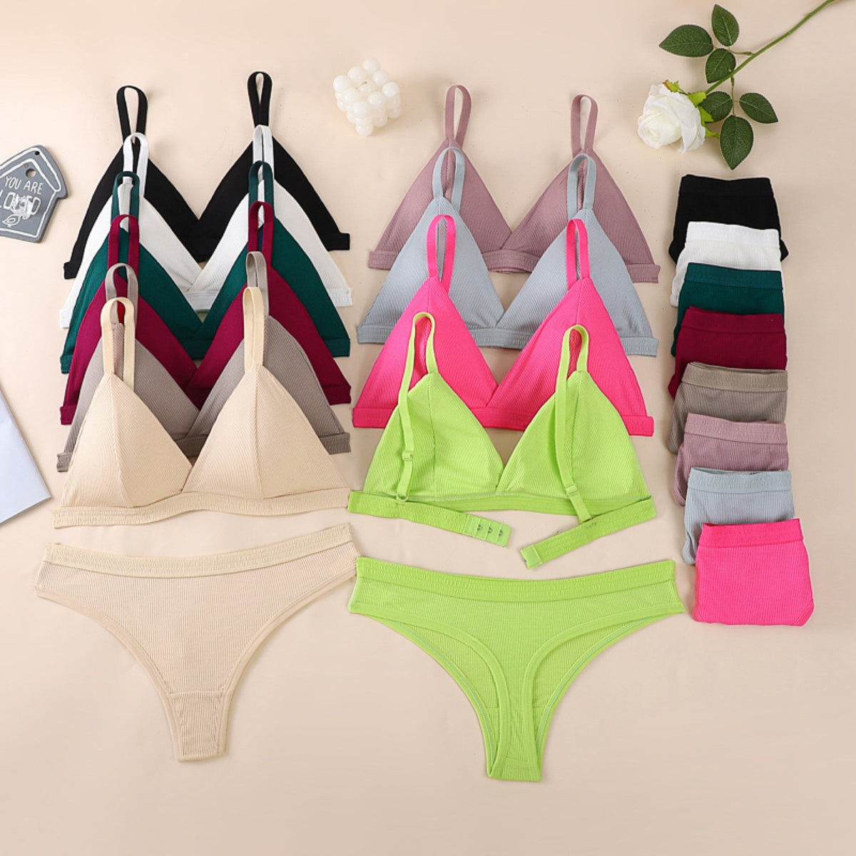 (Pack of 6) Women's  Bra Panty Lingerie Set for Girl's Combo | L-44