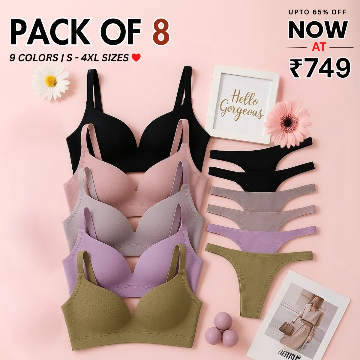 8-Piece Lingerie Combo – Feel Fabulous Every Day | BP-053
