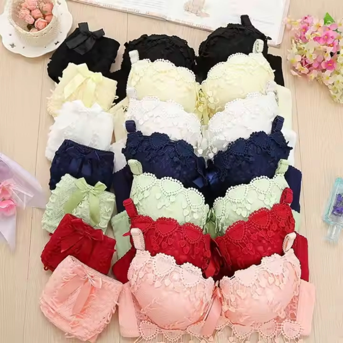 (Pack of 6) Women's Bra Panty Lingerie Set for Girl's Combo | L-91