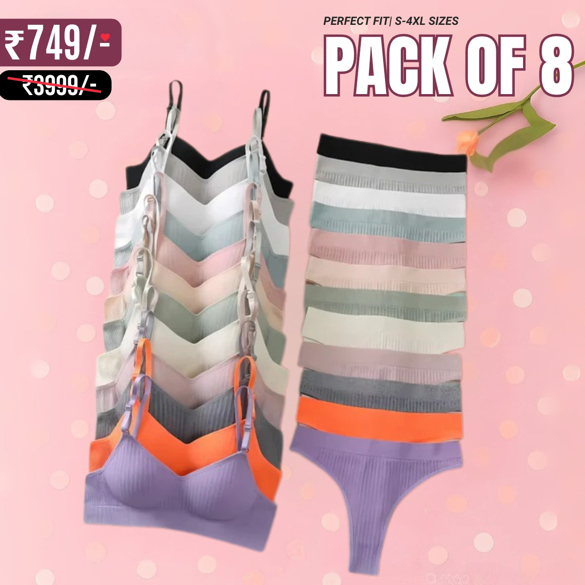 8-Piece Lingerie Combo – Feel Fabulous Every Day| BP-058