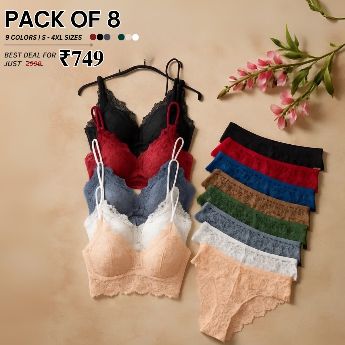 8-Piece Lingerie Combo – Feel Fabulous Every Day | BP-61