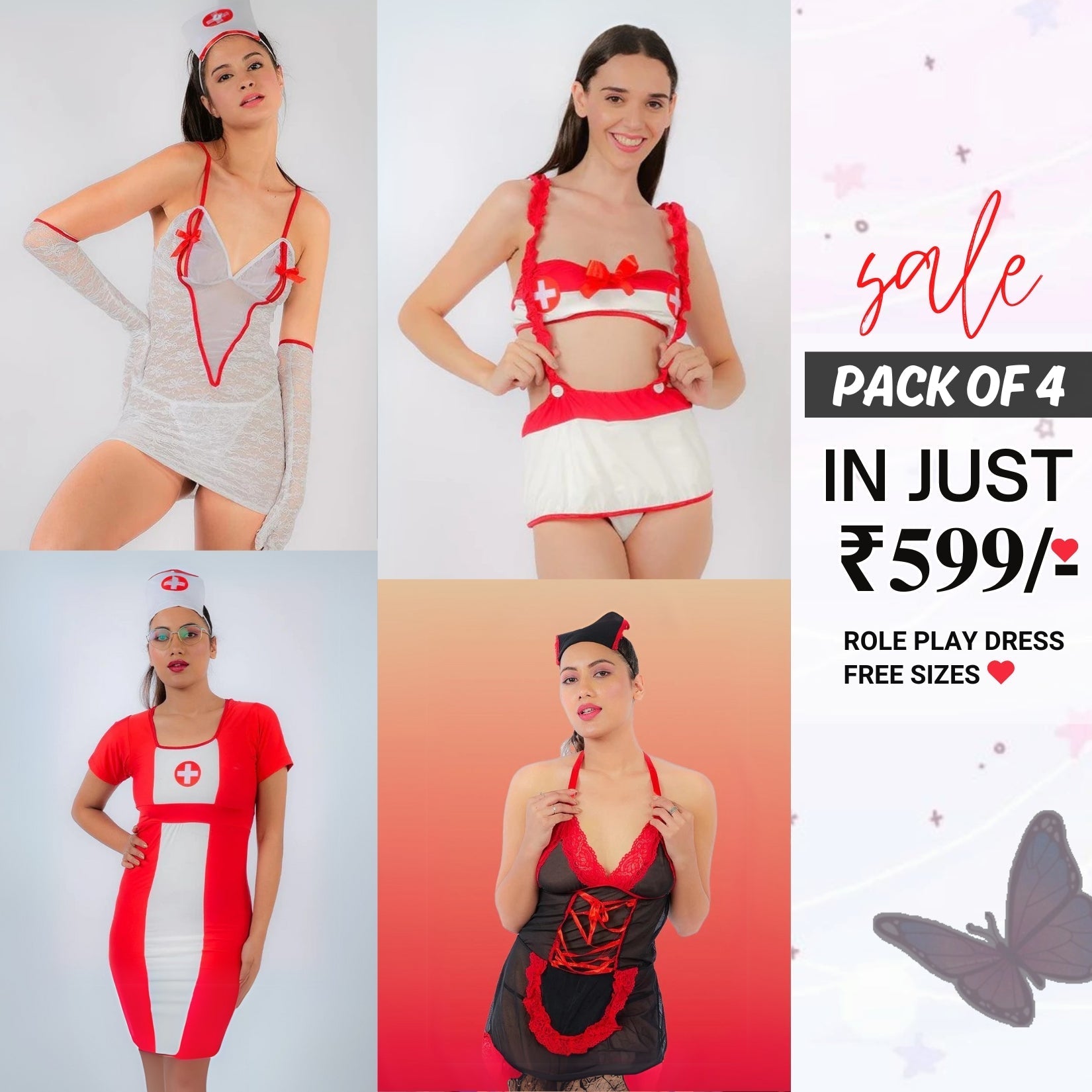 Pack of 4 Roleplay Dresses – Unleash Your Imagination! 🌟|R-03