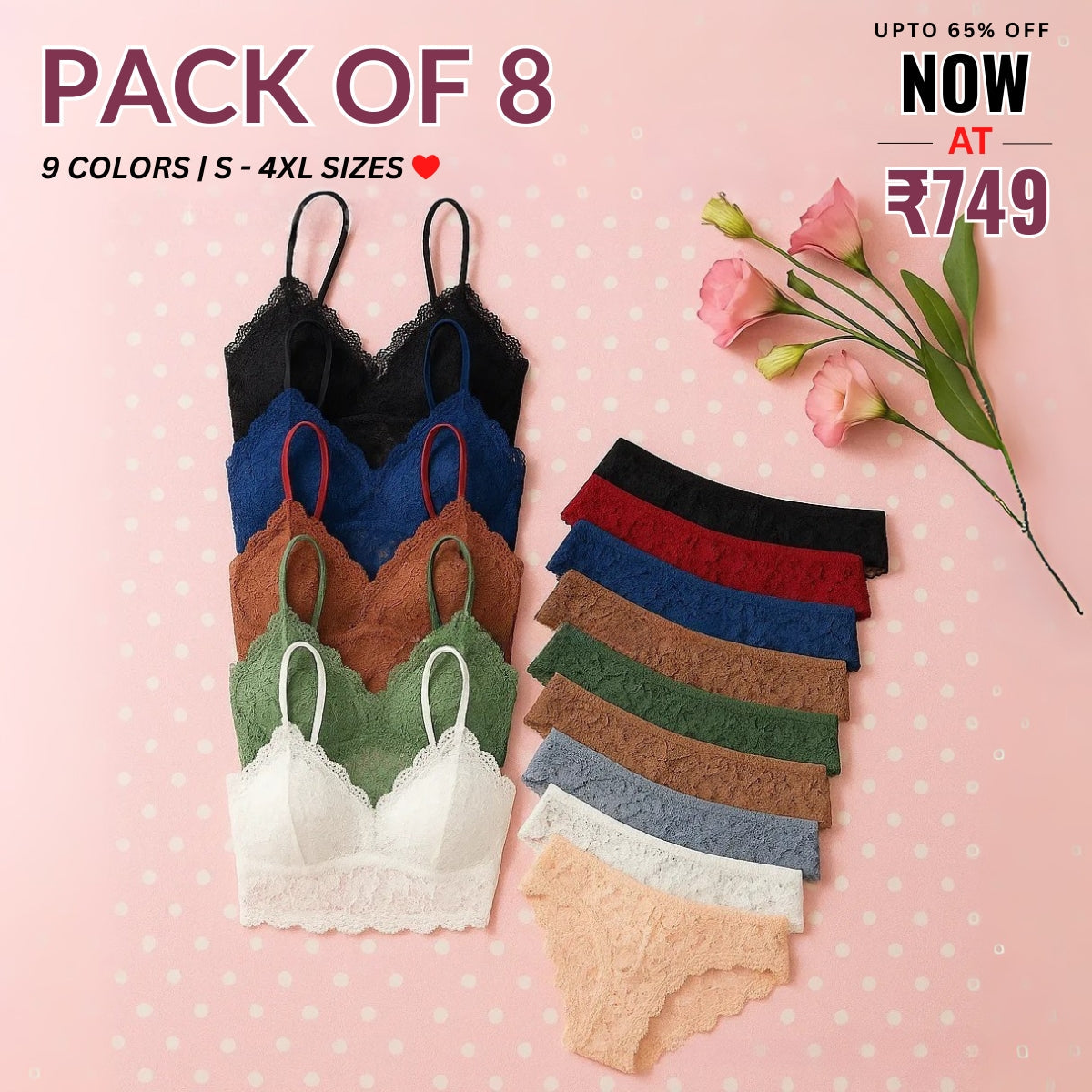 8-Piece Lingerie Combo – Feel Fabulous Every Day | BP-61