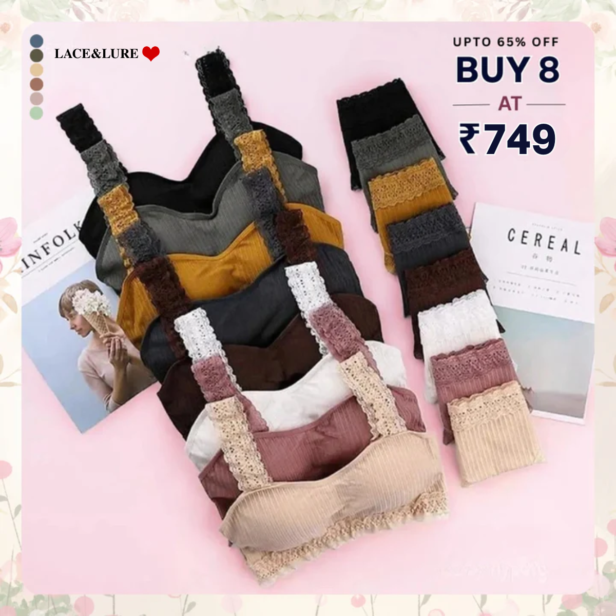 (Pack of 8 )Soft Touch – Cotton Comfort Lingerie Pack| Stylish, Comfortable & Affordable | LP-09