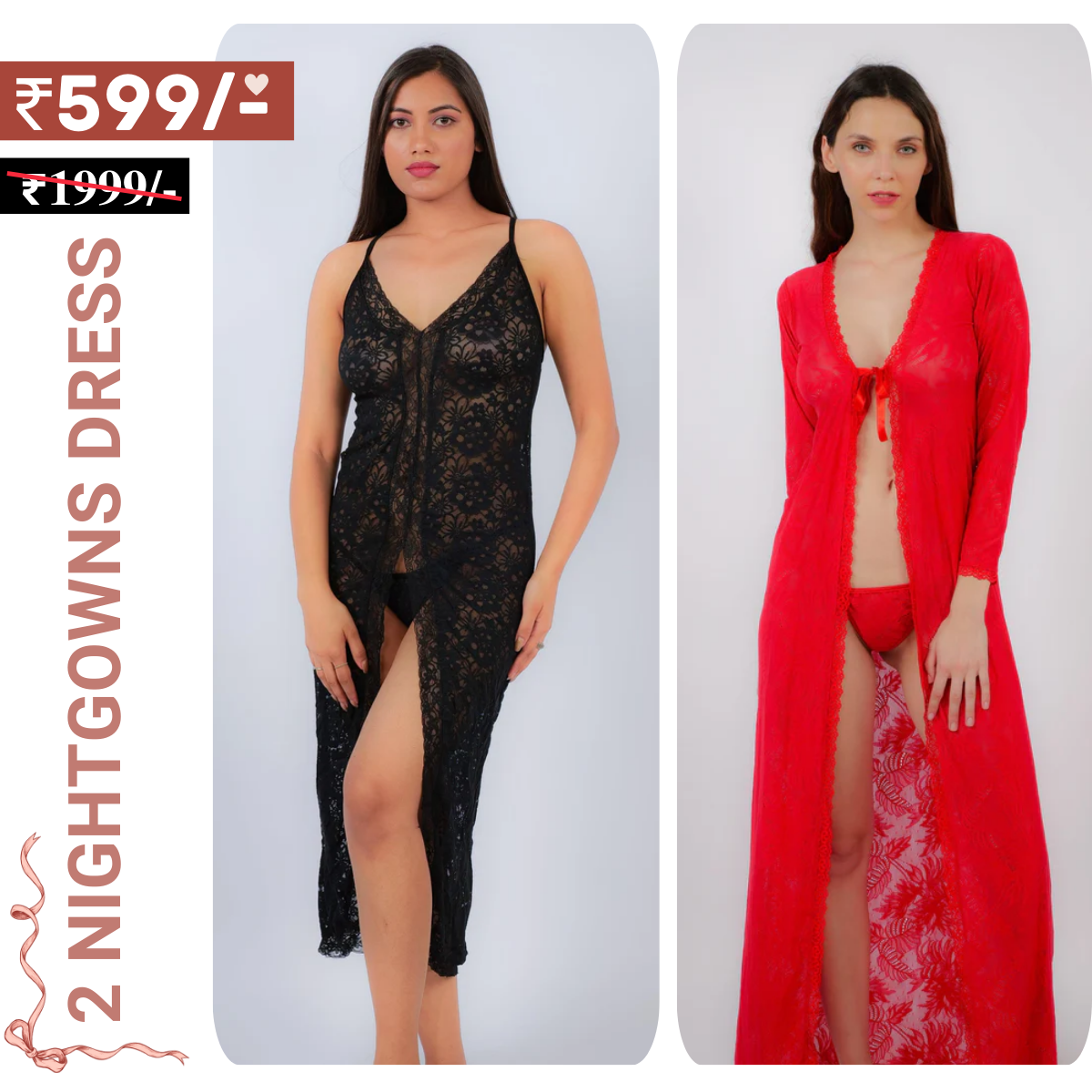 2 Combo Women Night Gowns: The Perfect Nightwear Duo | N-06