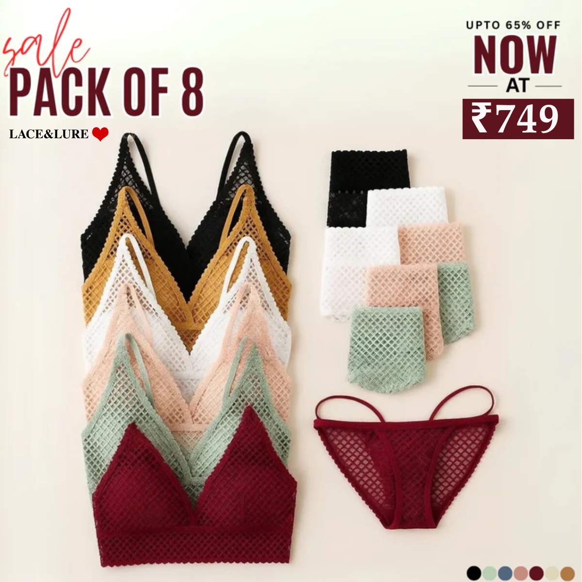 (Pack of 8 )Soft Touch – Cotton Comfort Lingerie Pack| Stylish, Comfortable & Affordable | LP-10