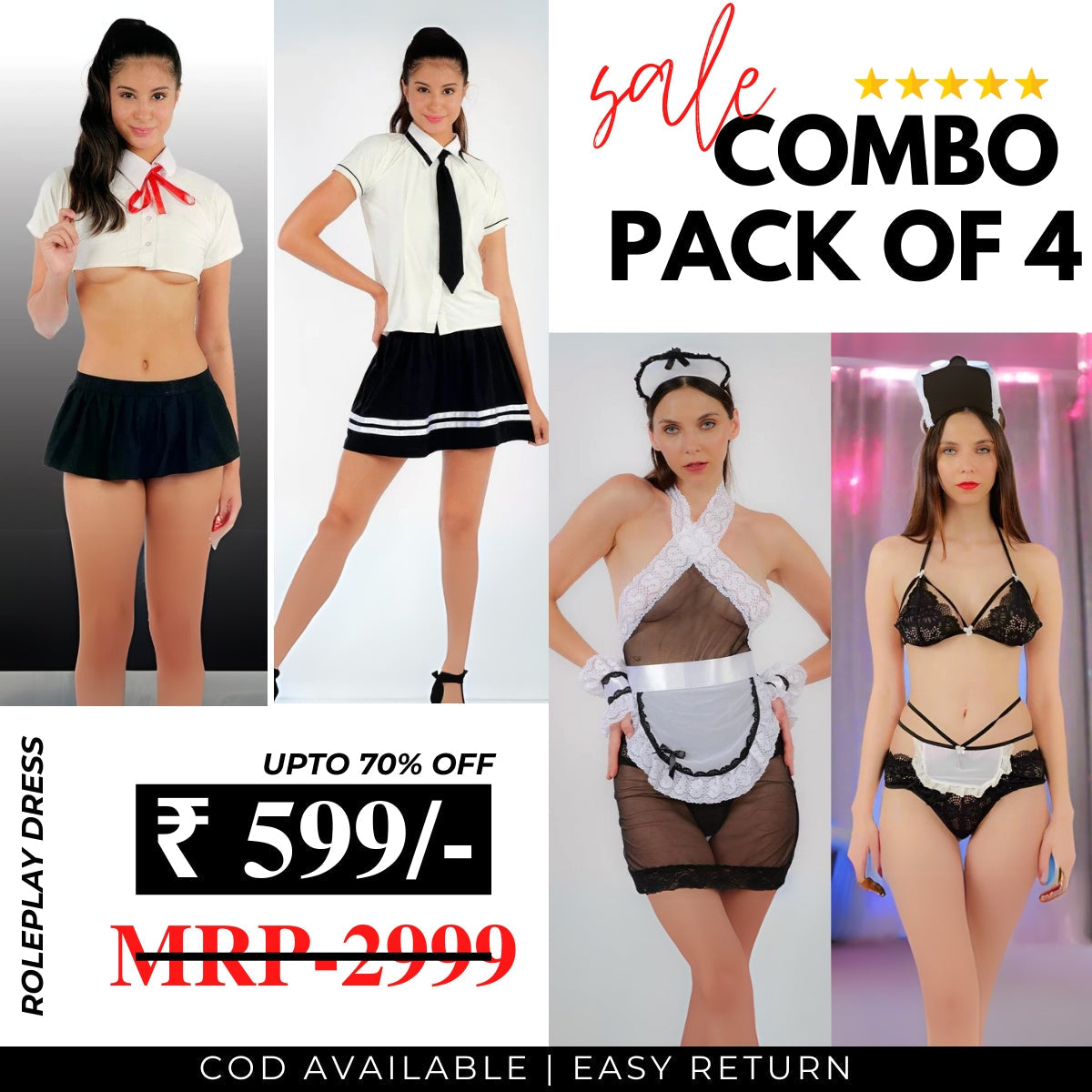 Pack of 4 Roleplay Dresses – Unleash Your Imagination! 🌟|R-02