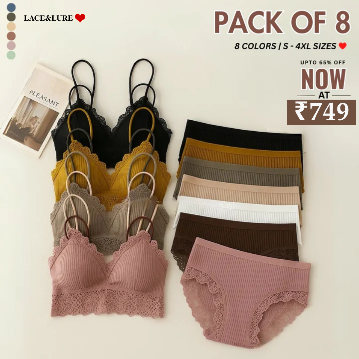 (Pack of 8 )Soft Touch – Cotton Comfort Lingerie Pack| Stylish, Comfortable & Affordable | LP-06