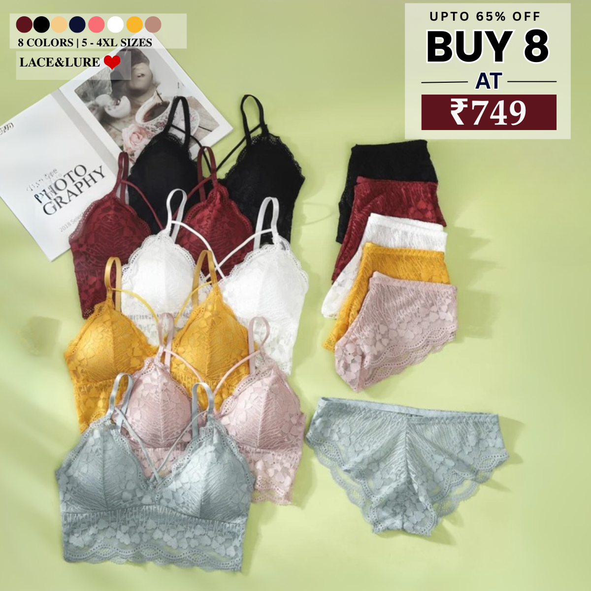 (Pack of 8 )Soft Touch – Cotton Comfort Lingerie Pack| Stylish, Comfortable & Affordable | LP-04